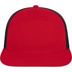 Cap America Seven Panel Trucker Cap Embroidery - Red/Black - Front
