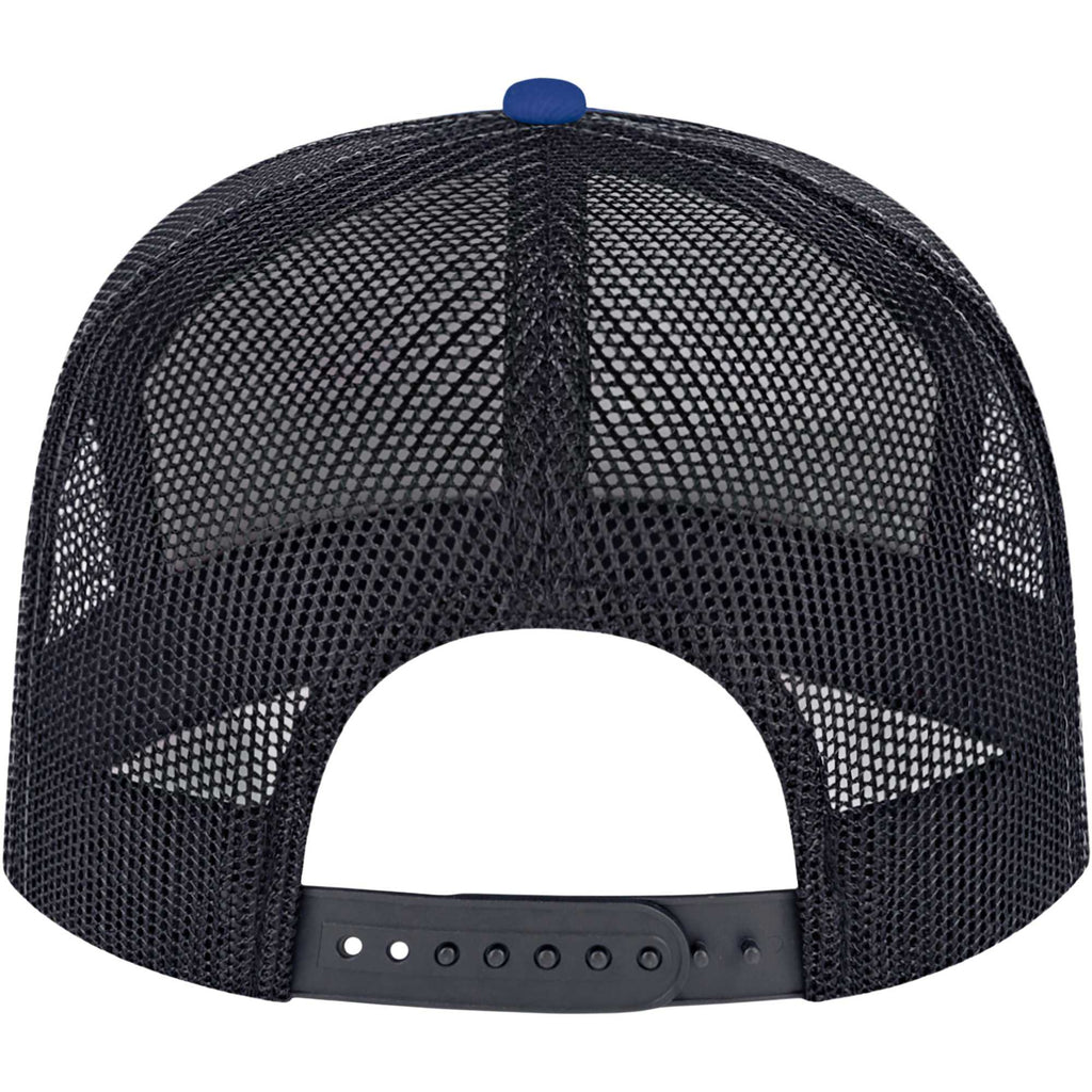 Cap America Seven Panel Trucker Cap Embroidery - Royal/Black - Back