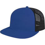 Cap America Seven Panel Trucker Cap Embroidery - Royal/Black - Right Angle