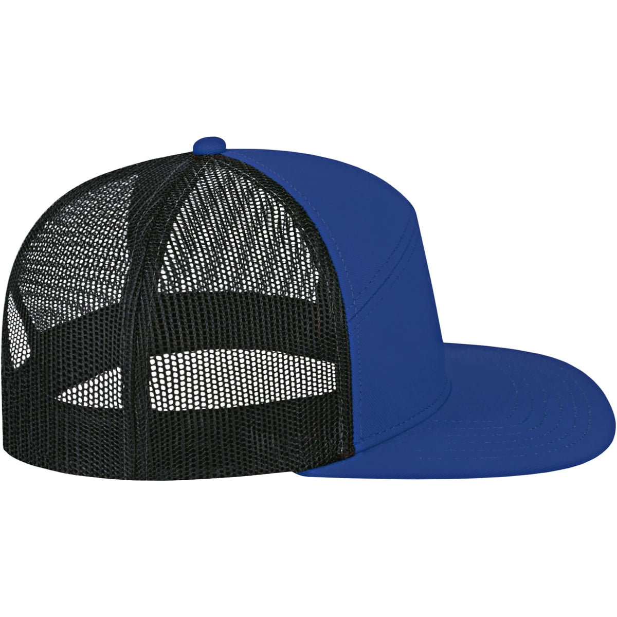 Cap America Seven Panel Trucker Cap Embroidery - Royal/Black - Right Side