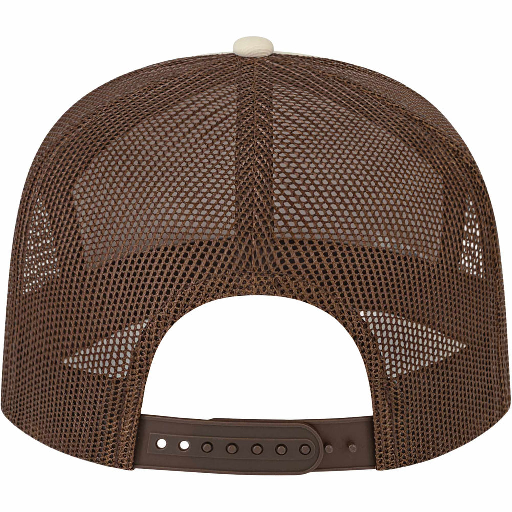 Cap America Seven Panel Trucker Cap Embroidery - Stone/Brown - Back