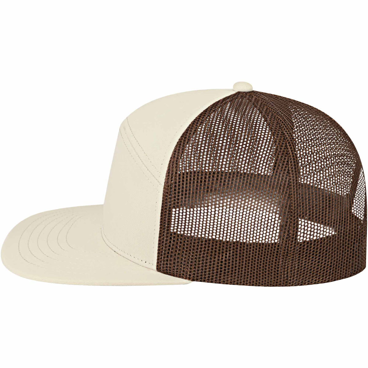 Cap America Seven Panel Trucker Cap Embroidery - Stone/Brown - Left Side