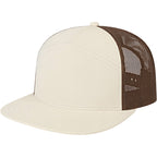 Cap America Seven Panel Trucker Cap Embroidery - Stone/Brown - Right Angle 2