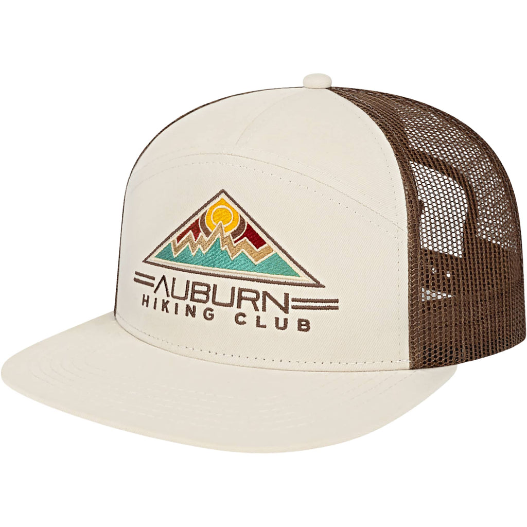Cap America Seven Panel Trucker Cap Embroidery - Stone/Brown - Right Angle
