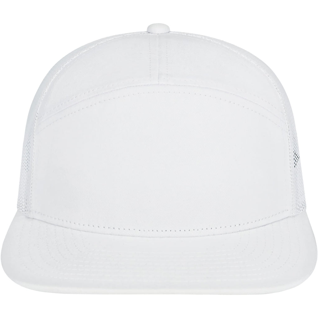 Cap America Seven Panel Trucker Cap Embroidery - White - Front