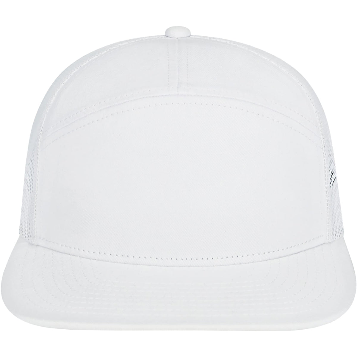 Cap America Seven Panel Trucker Cap Embroidery - White - Front