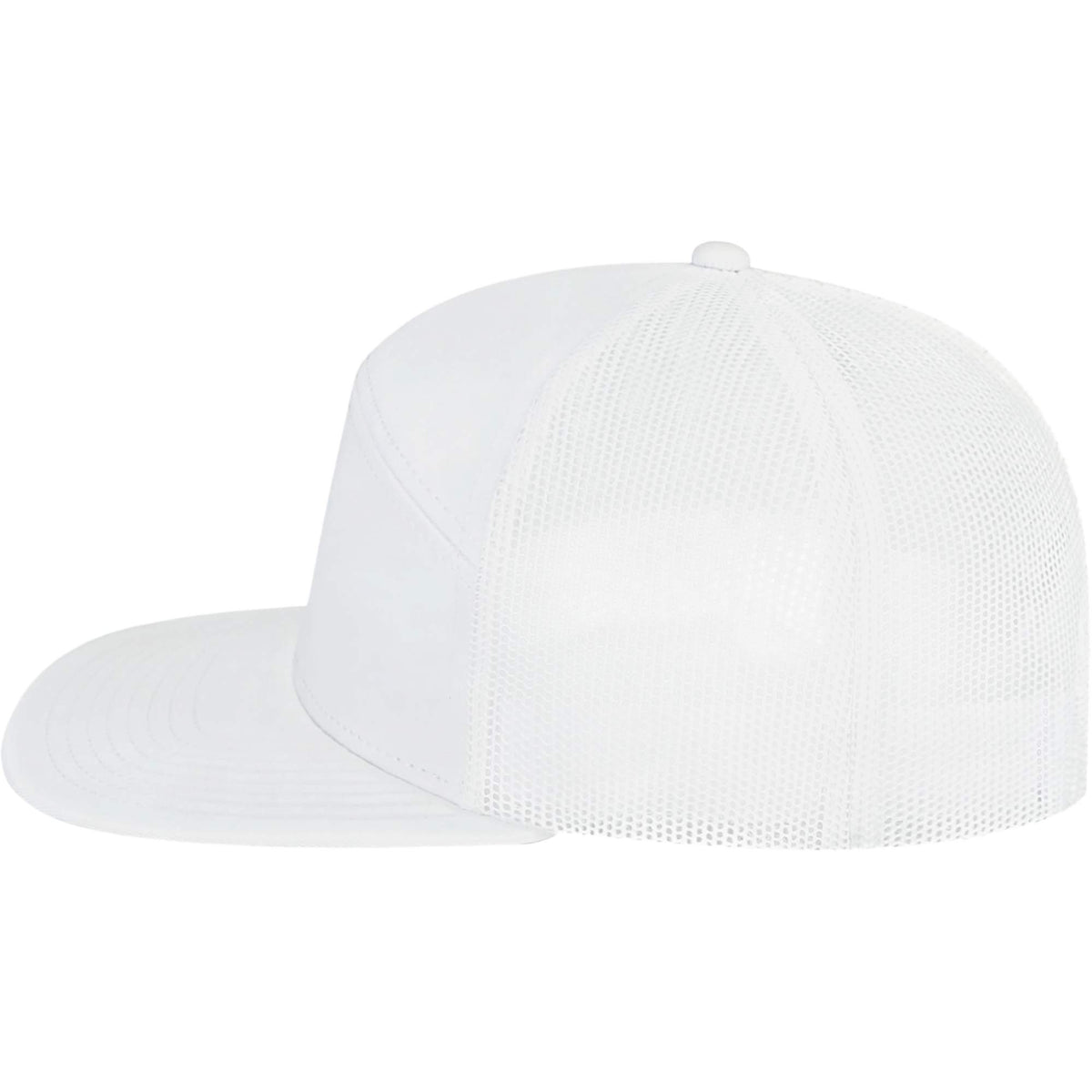 Cap America Seven Panel Trucker Cap Embroidery - White - Left Side