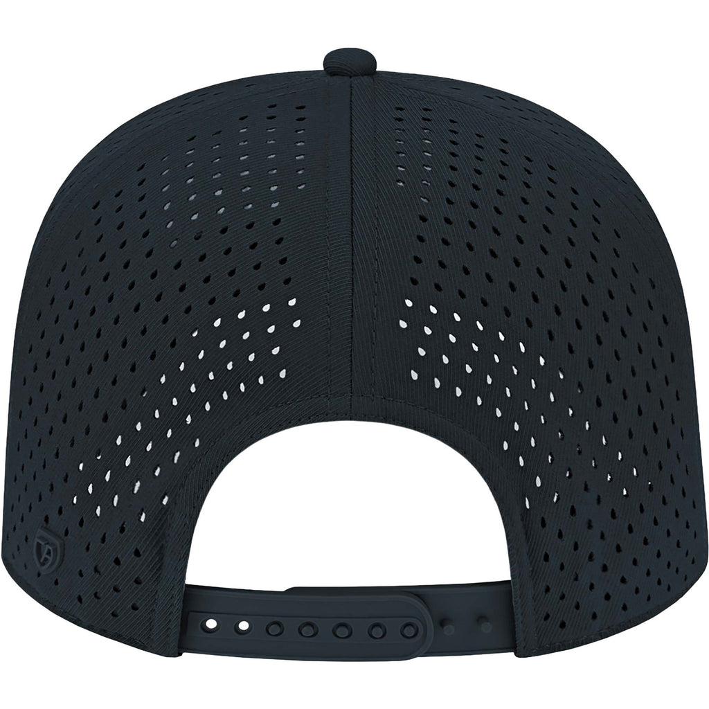 Cap America Water Resistant Perforated Stretch Cap Embroidery - Black - Back