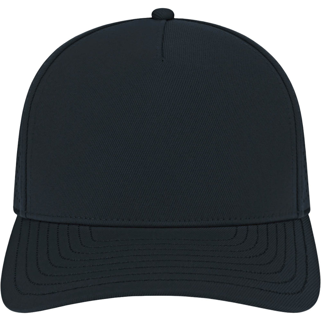 Cap America Water Resistant Perforated Stretch Cap Embroidery - Black - Front