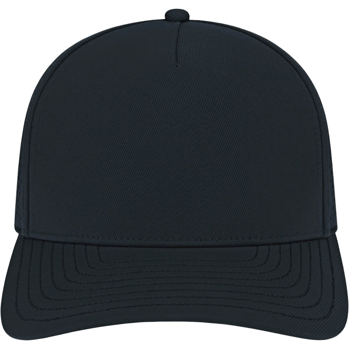 Cap America Water Resistant Perforated Stretch Cap Embroidery - Black - Front