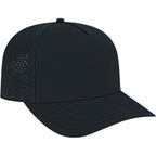 Cap America Water Resistant Perforated Stretch Cap Embroidery - Black - Left Angle