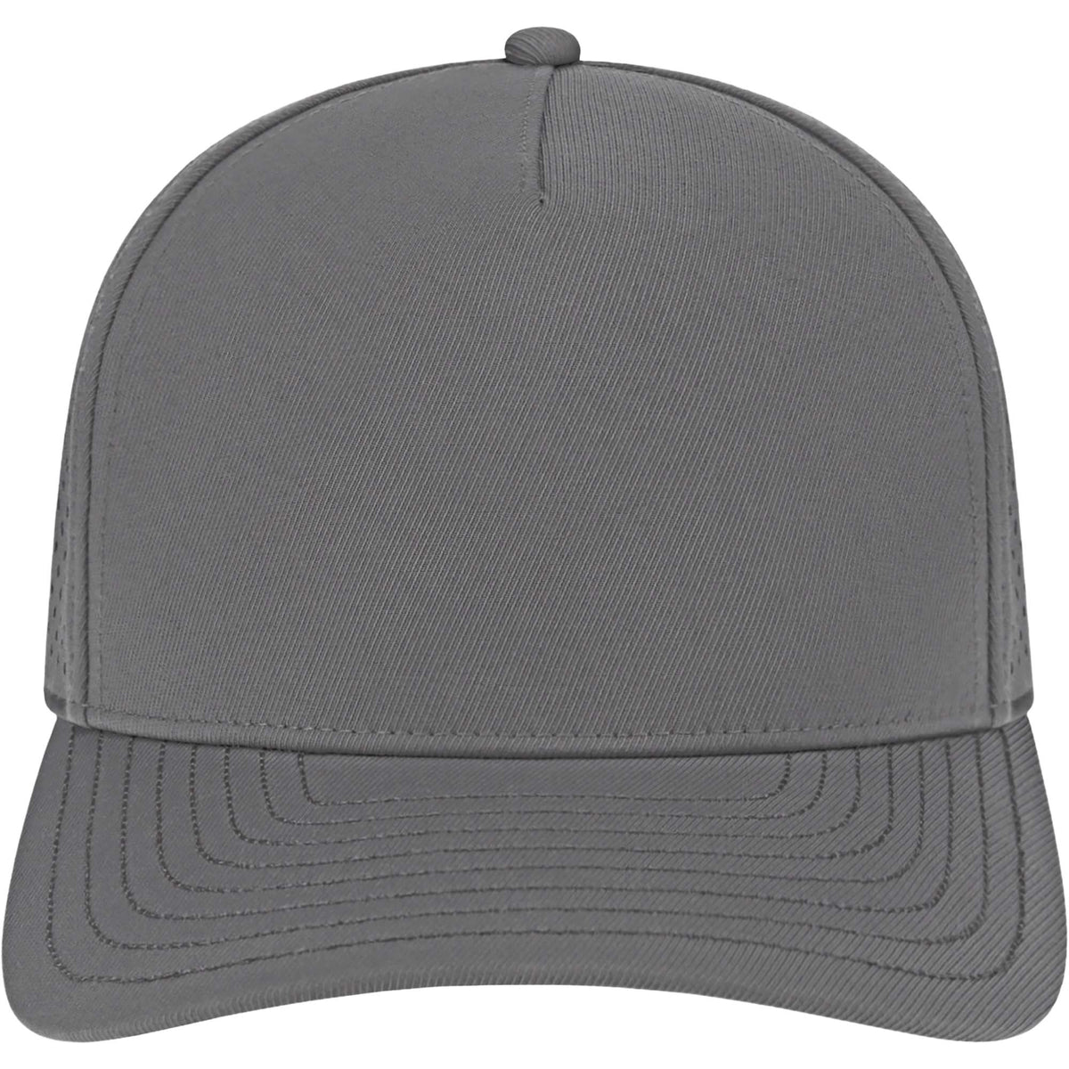 Cap America Water Resistant Perforated Stretch Cap Embroidery - Charcoal - Front