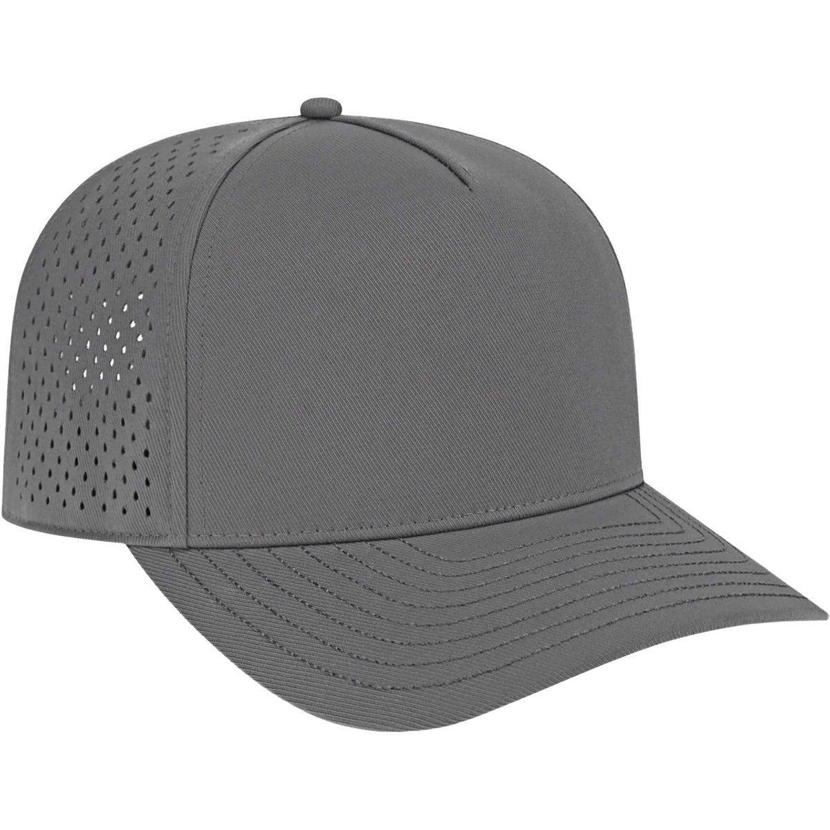 Cap America Water Resistant Perforated Stretch Cap Embroidery - Charcoal - Left Angle