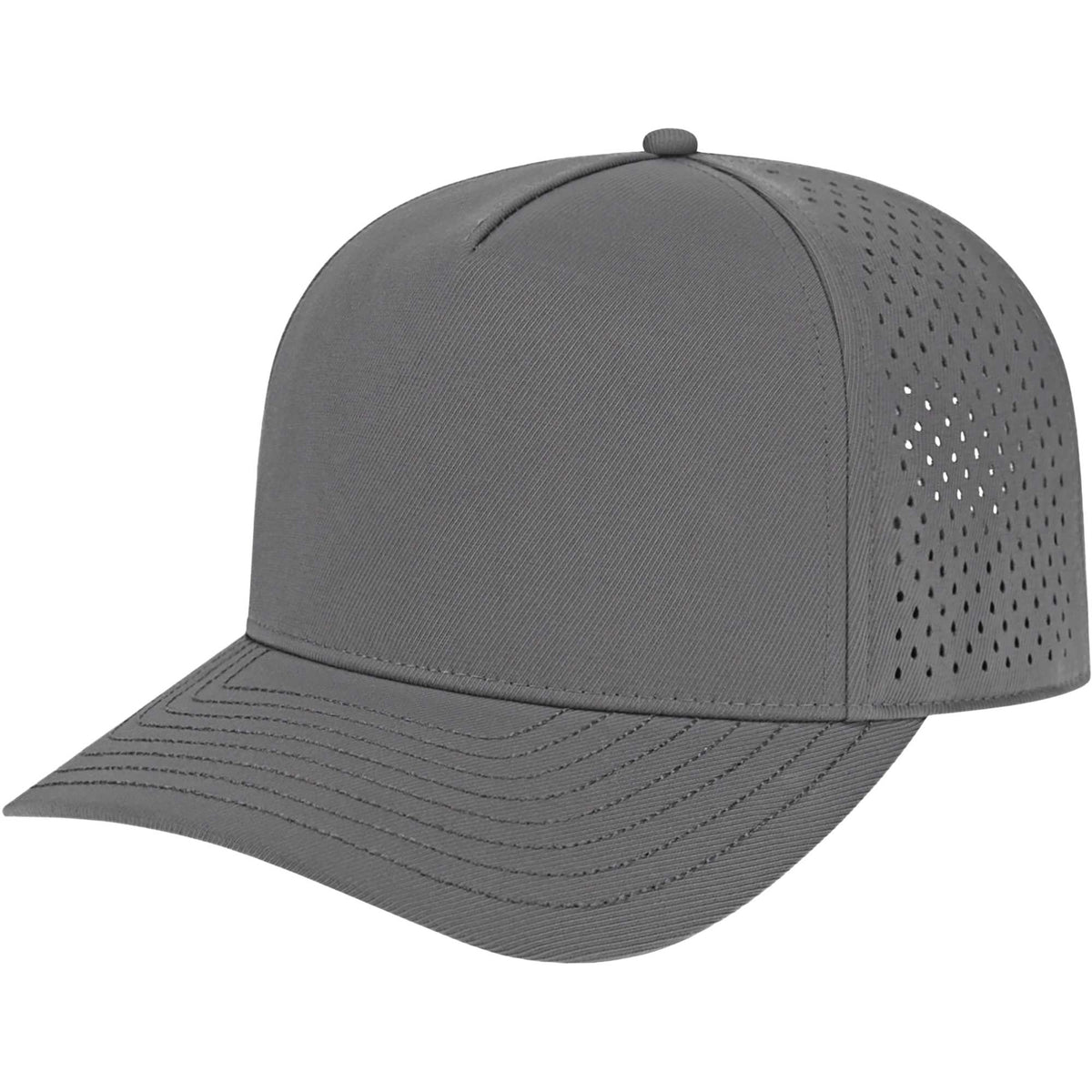 Cap America Water Resistant Perforated Stretch Cap Embroidery - Charcoal - Right Angle