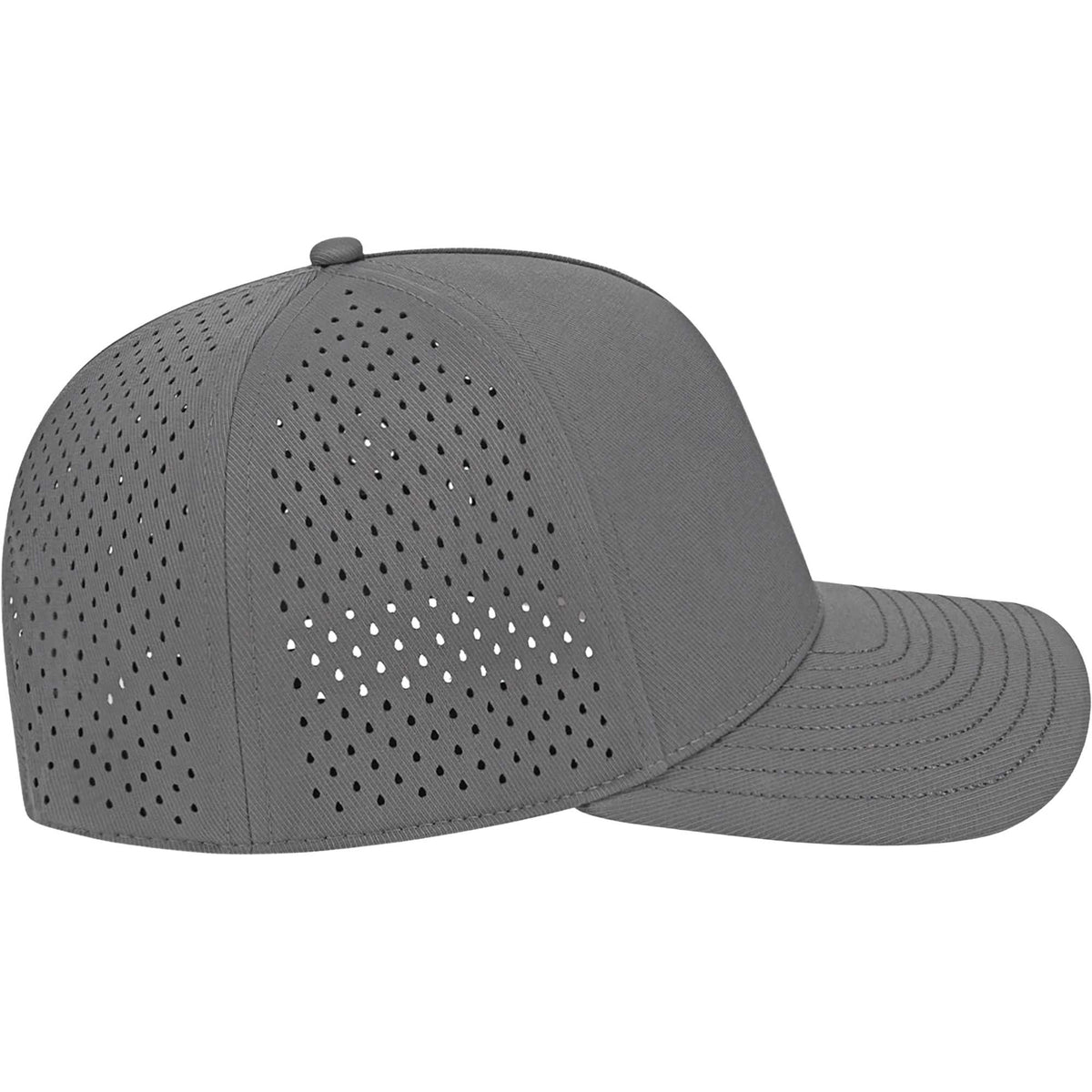 Cap America Water Resistant Perforated Stretch Cap Embroidery - Charcoal - Right Side