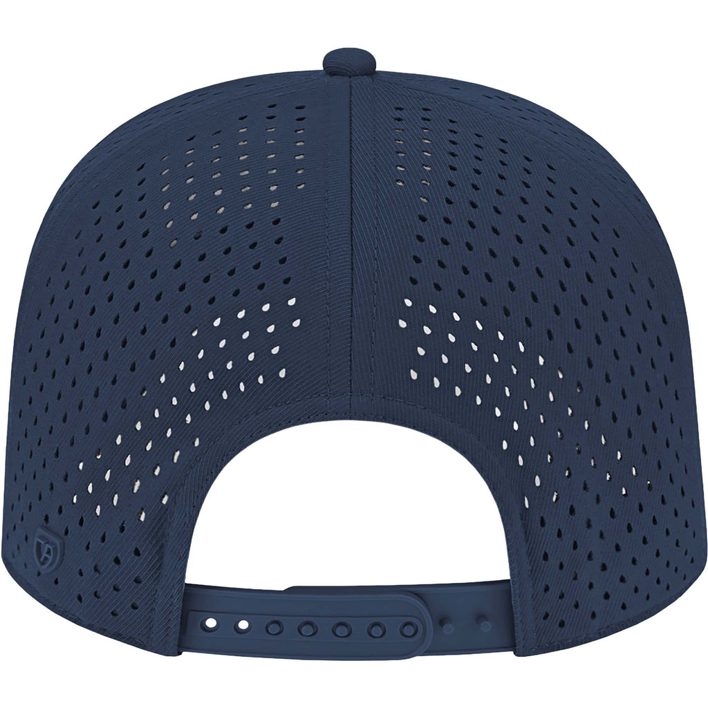 Cap America Water Resistant Perforated Stretch Cap Embroidery - Navy - Back