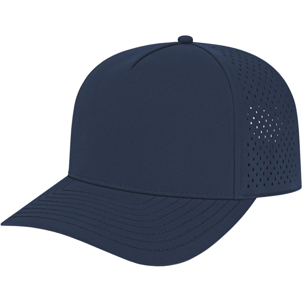 Cap America Water Resistant Perforated Stretch Cap Embroidery - Navy - Right Angle