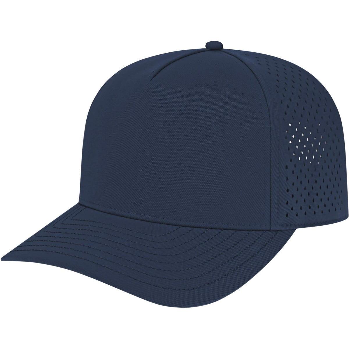 Cap America Water Resistant Perforated Stretch Cap Embroidery - Navy - Right Angle