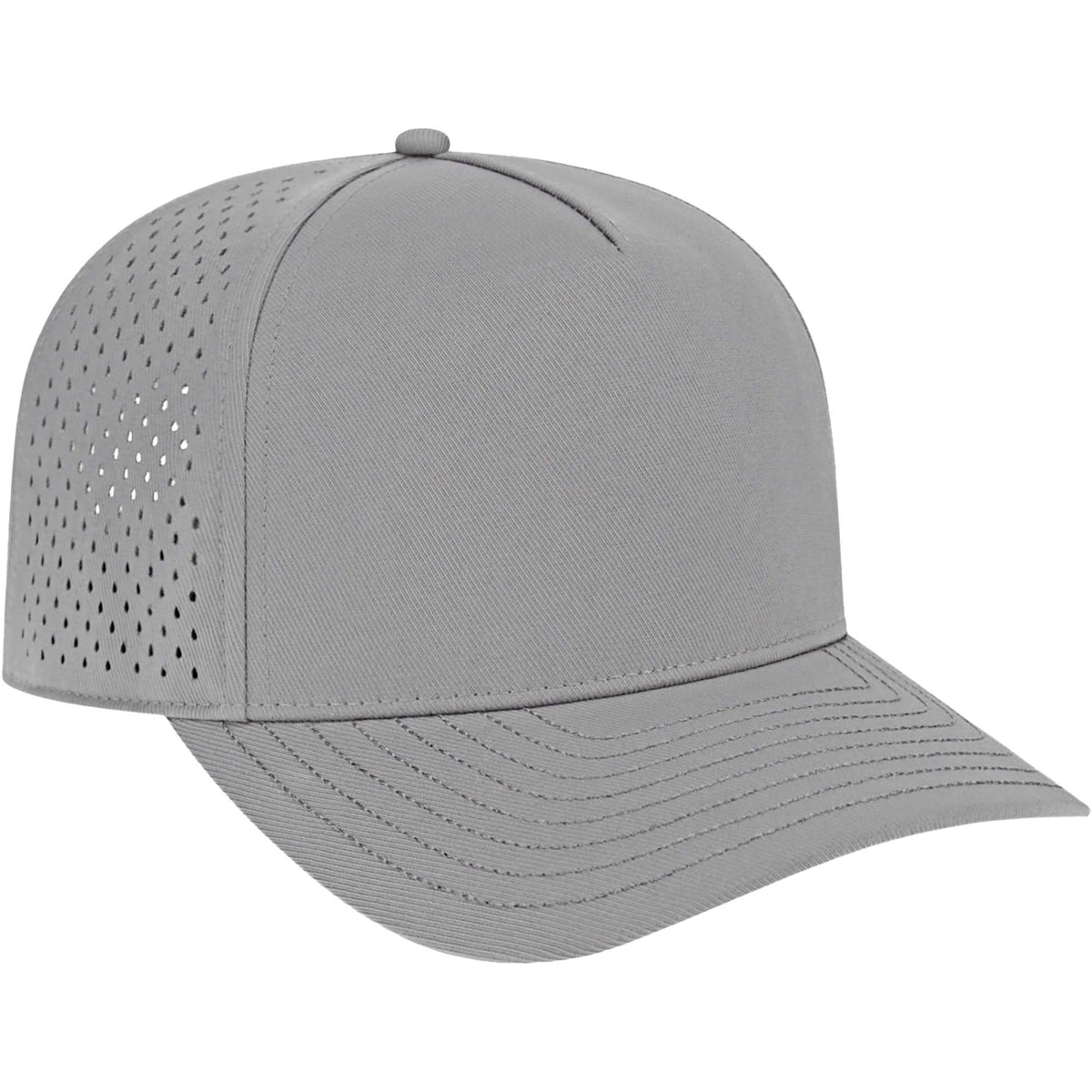 Cap America Water Resistant Perforated Stretch Cap Embroidery - Silver - Left Angle