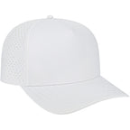 Cap America Water Resistant Perforated Stretch Cap Embroidery - White - Left Angle