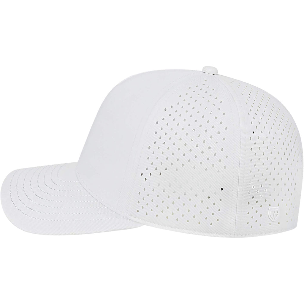 Cap America Water Resistant Perforated Stretch Cap Embroidery - White - Left Side