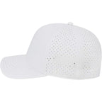 Cap America Water Resistant Perforated Stretch Cap Embroidery - White - Left Side