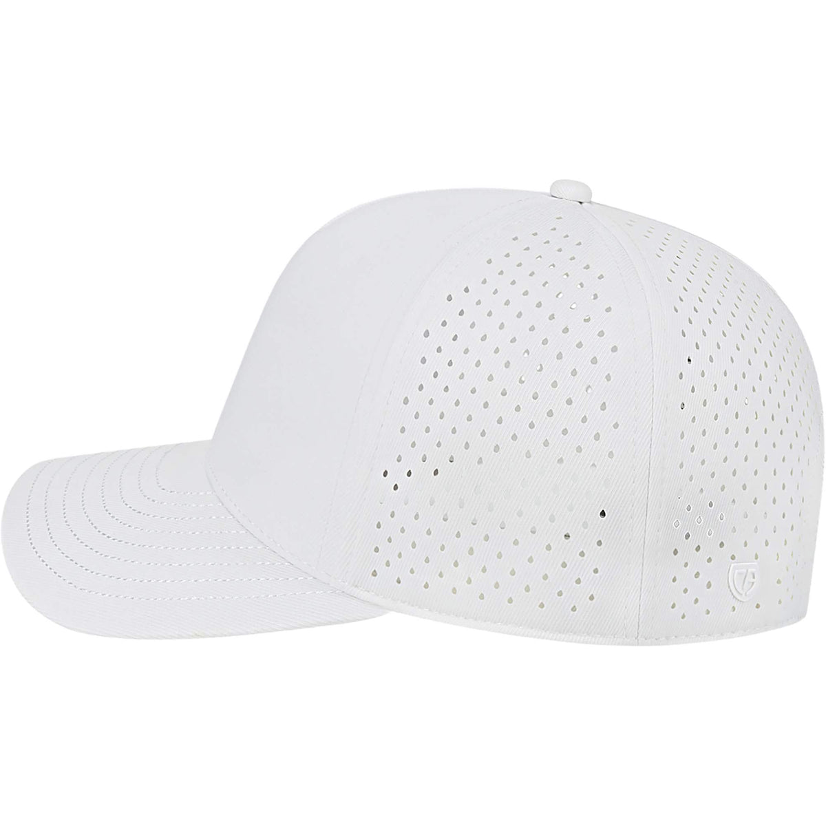 Cap America Water Resistant Perforated Stretch Cap Embroidery - White - Left Side