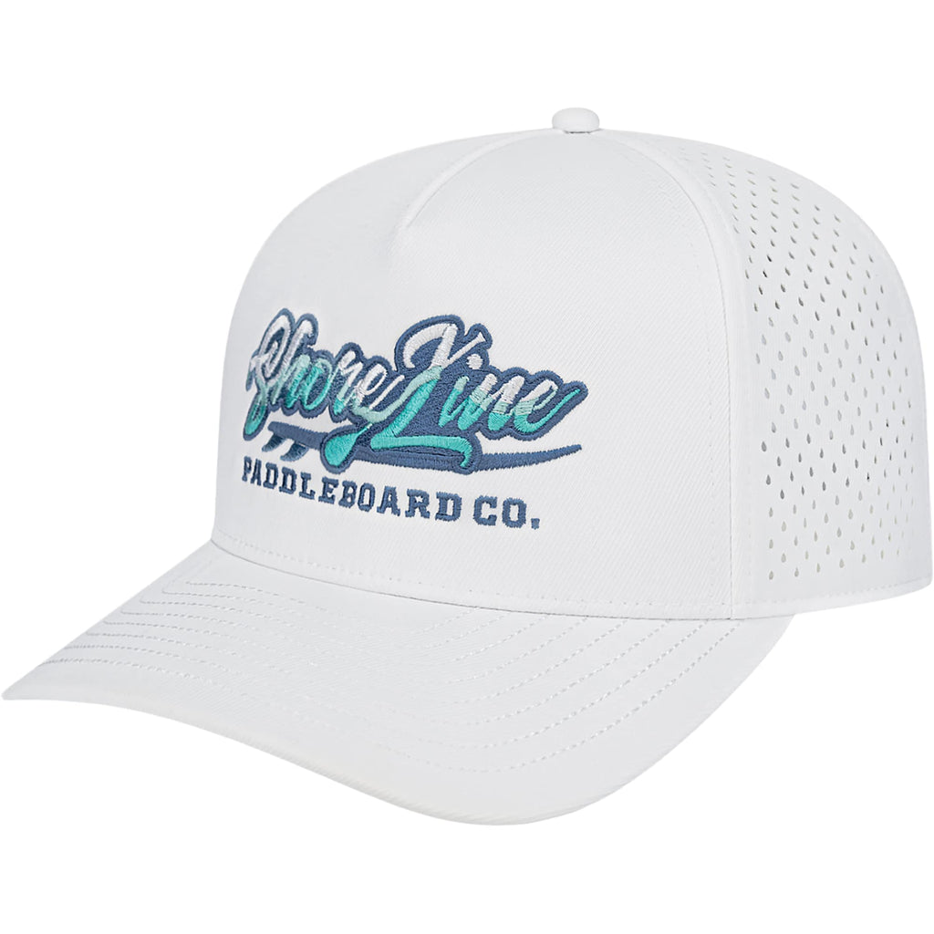 Cap America Water Resistant Perforated Stretch Cap Embroidery - White - Right Angle