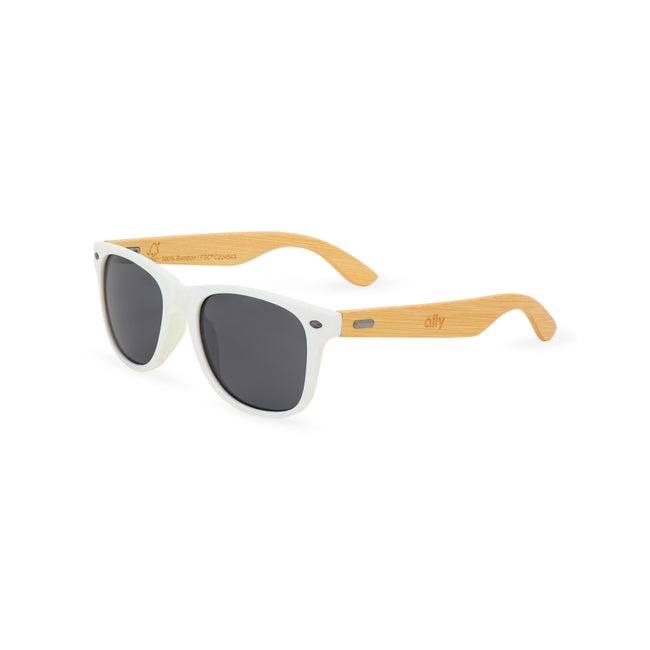 CapeShades Recycled Sunglasses with Bamboo Accents, White Frame