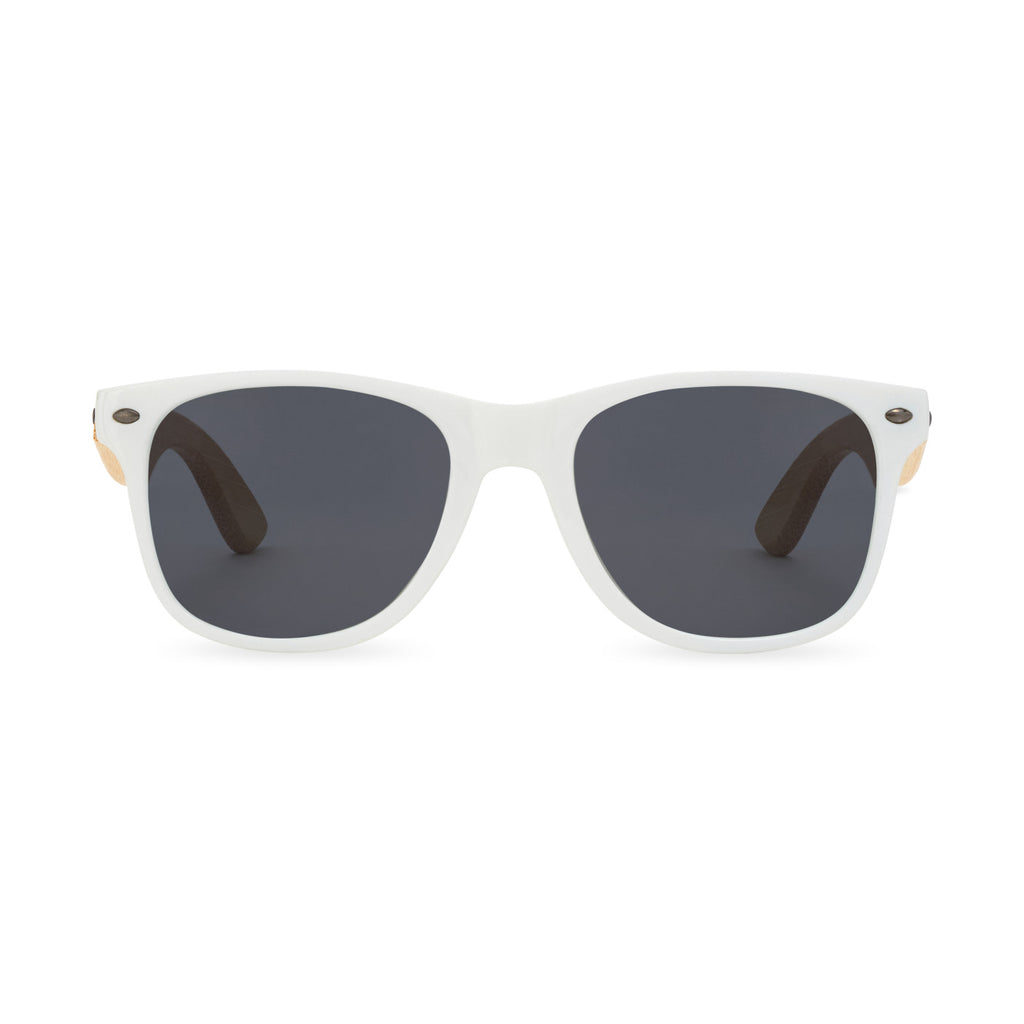 CapeShades Recycled Sunglasses with Bamboo Accents, White Frame - Black - View 3