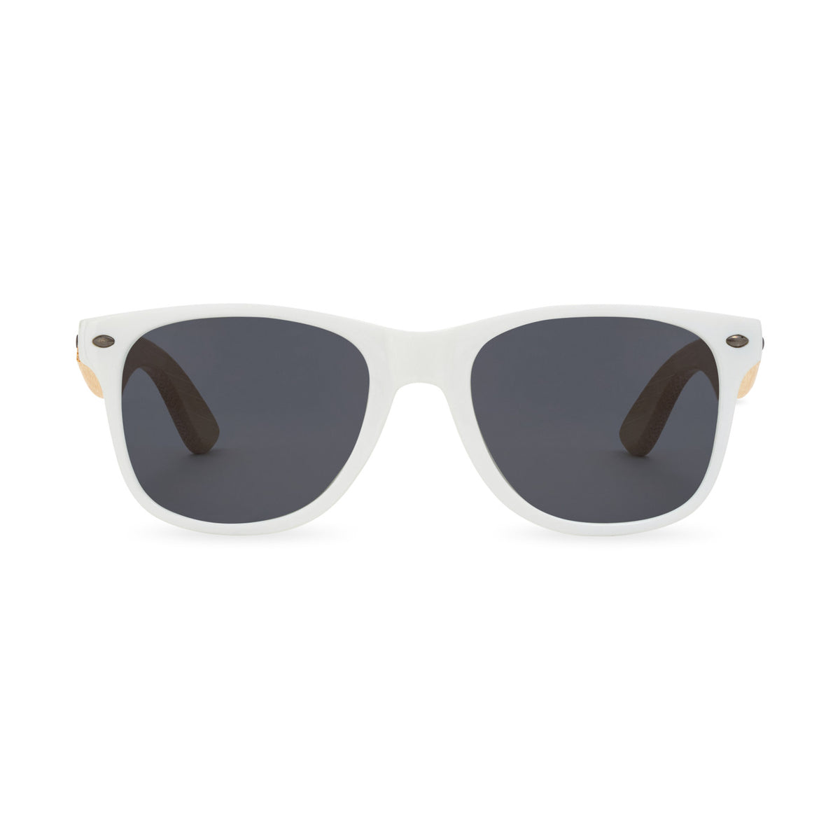 CapeShades Recycled Sunglasses with Bamboo Accents, White Frame Laser Engraving - Black - View 3