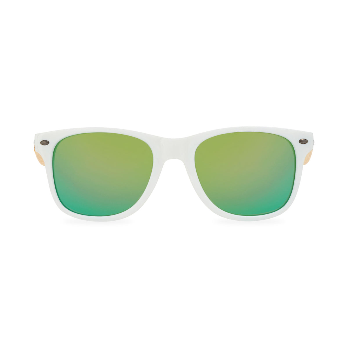 CapeShades Recycled Sunglasses with Bamboo Accents, White Frame Laser Engraving - Green - View 3