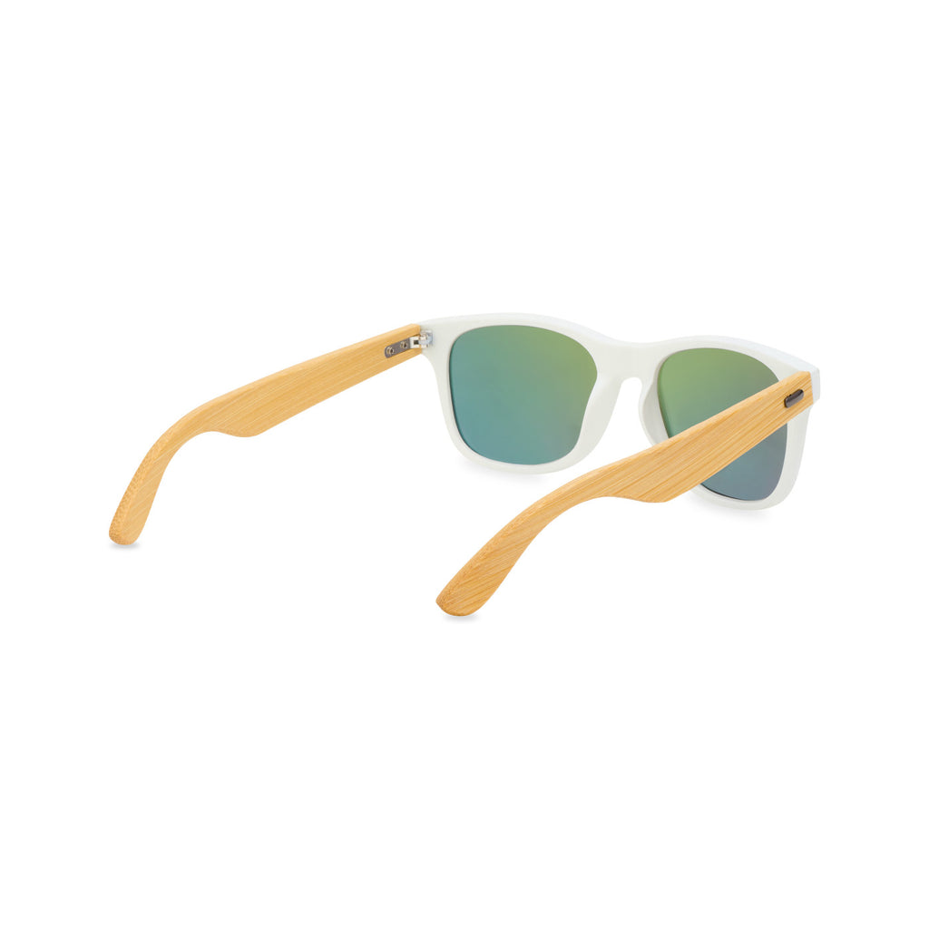 CapeShades Recycled Sunglasses with Bamboo Accents, White Frame Transfer - Green - View 2