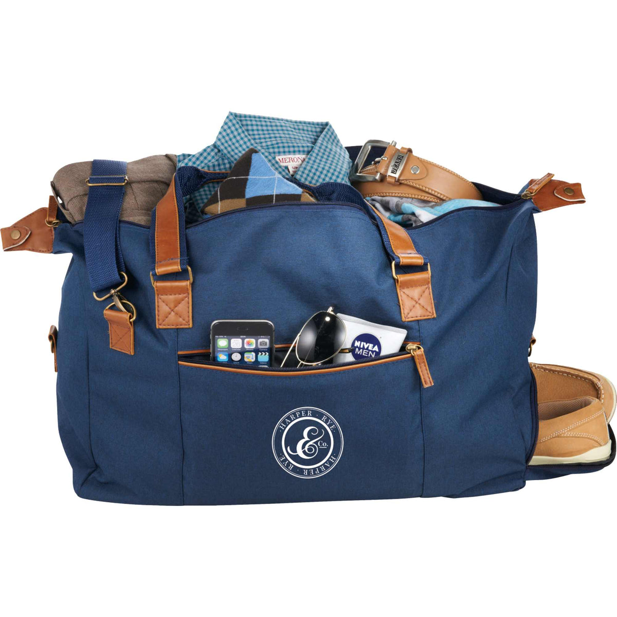 Capitol Duffel Bag with Shoe Pocket, 20 Inches Transfer - Navy - Photo 2