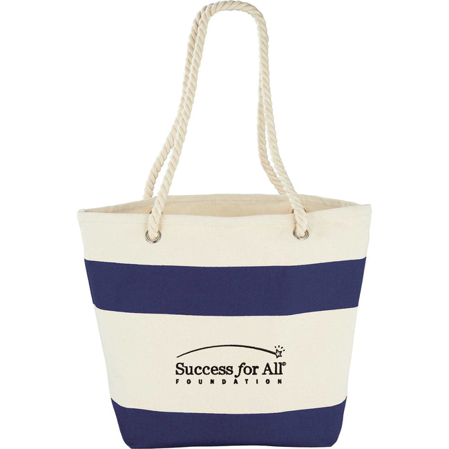 Capri Stripes Canvas Tote with Rope Handles, 12 oz