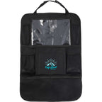 Car Back Seat Organizer in Recycled Polyester with Tablet Pocket - Black - Front