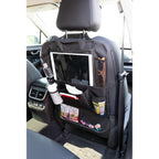 Car Back Seat Organizer in Recycled Polyester with Tablet Pocket - Black - Propped Car