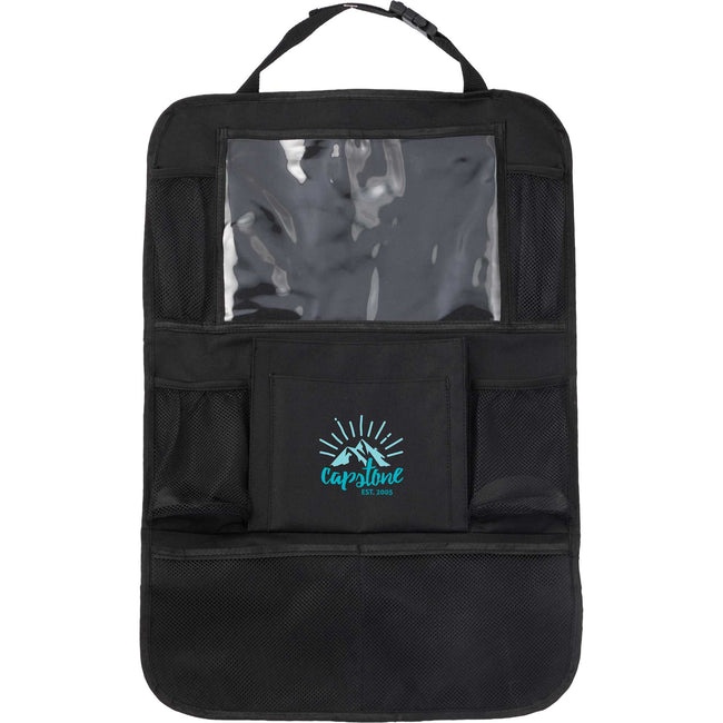 Car Back Seat Organizer in Recycled Polyester with Tablet Pocket Full Color
