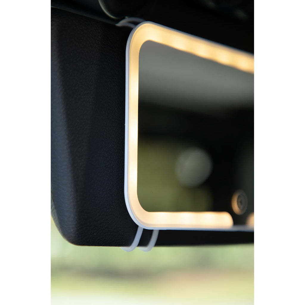 Car Visor Vanity Mirror with LED Lights - White - Propped 4