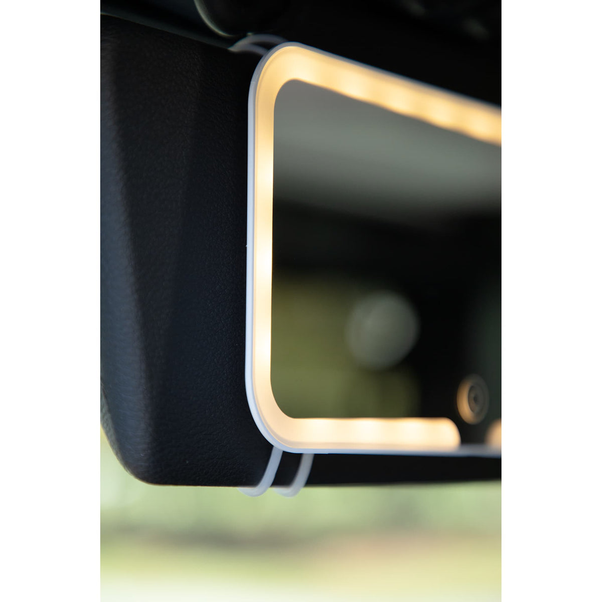 Car Visor Vanity Mirror with LED Lights - White - Propped 4