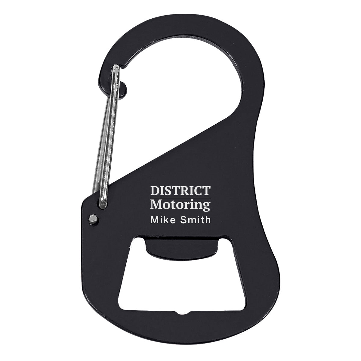 Carabiner with Bottle Opener - Black - Laser Engraving