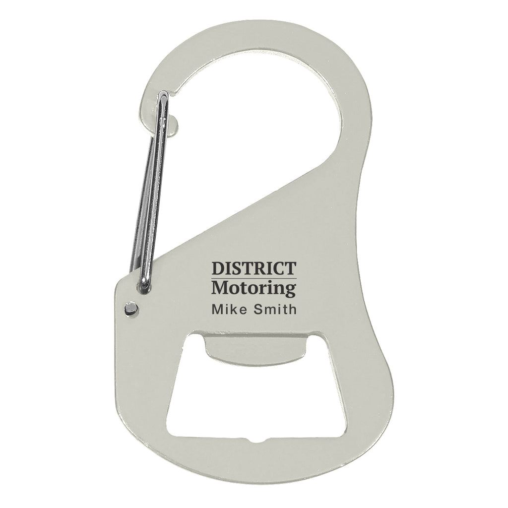 Carabiner with Bottle Opener - Silver - Laser Engraving