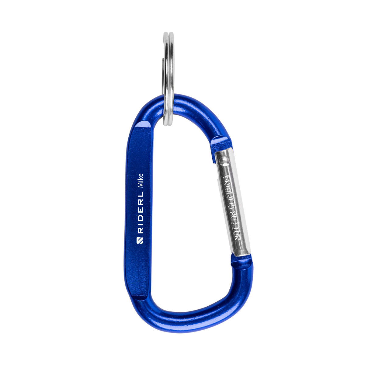 Carabiner with Split Ring, 6mm - Blue - Laser Engraving
