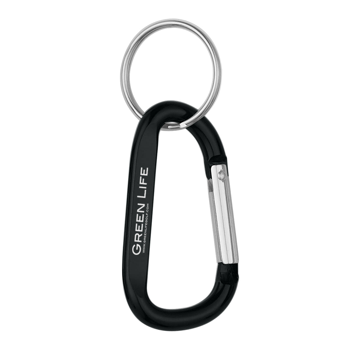 Carabiner with Split Ring, 8mm - Black - Laser