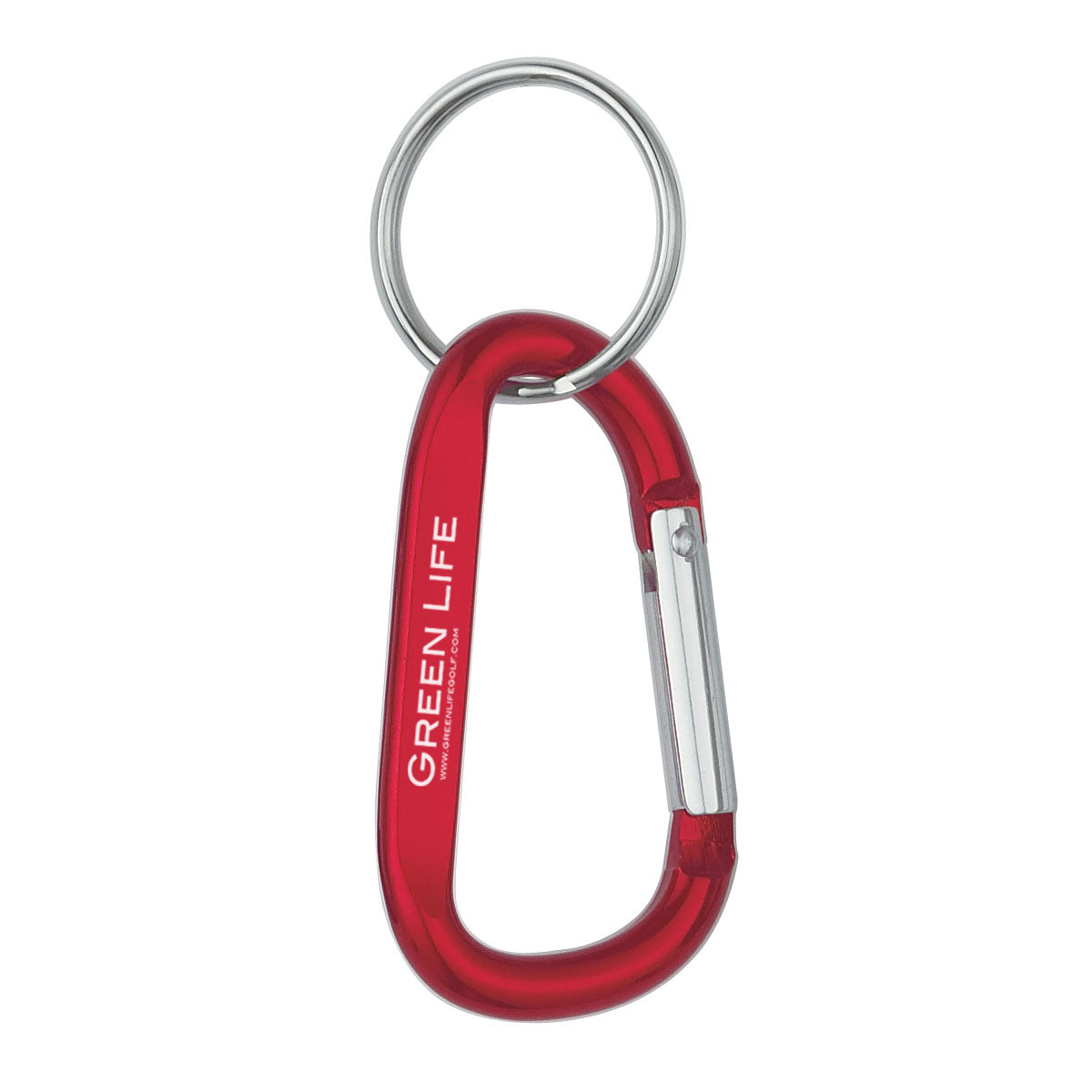 Carabiner with Split Ring, 8mm - Red - Laser Engraving