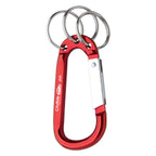 Carabiner with Triple Split Ring, 8mm - Red - Laser Engraving