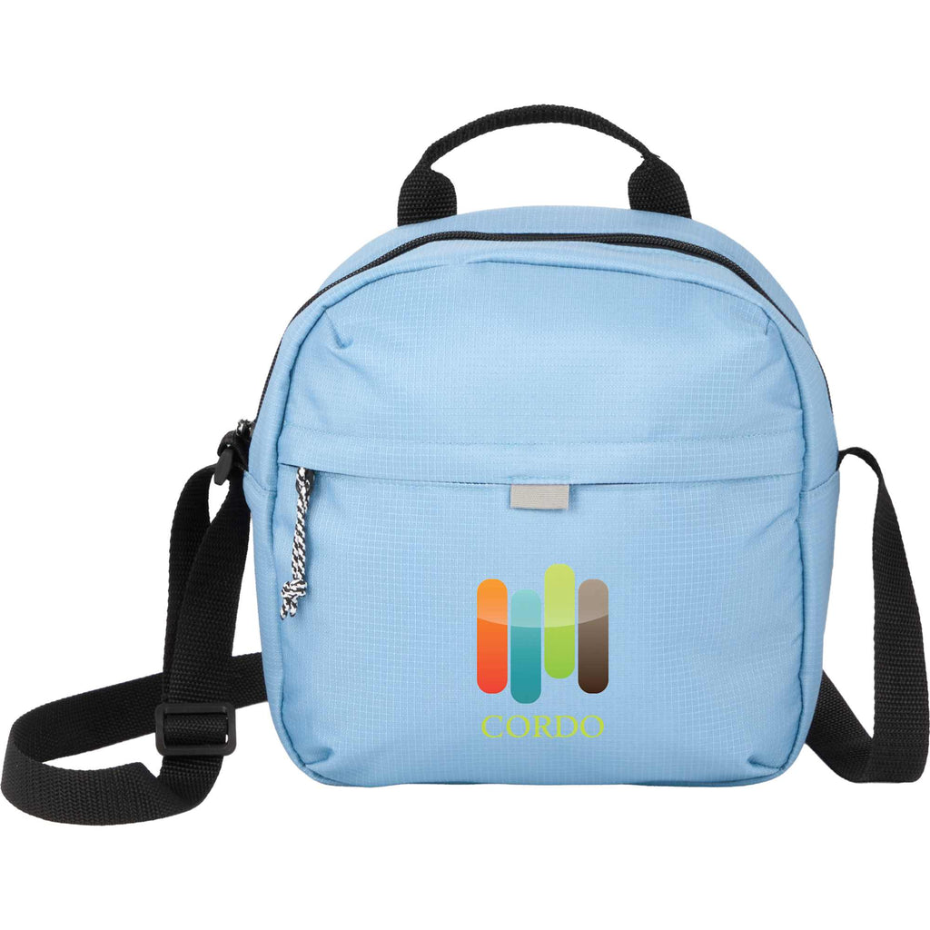 Caribou Recycled Lunch Cooler for 6 Cans Embroidery - Light Blue - Front