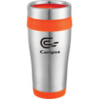 Carmel Stainless Travel Tumbler, 16 oz - Stainless Steel/Orange - Front