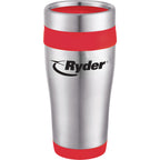 Carmel Stainless Travel Tumbler, 16 oz - Stainless Steel/Red - Front