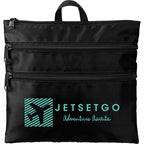 Carry All Travel Pouch with Three Zip Compartments - Black - Front